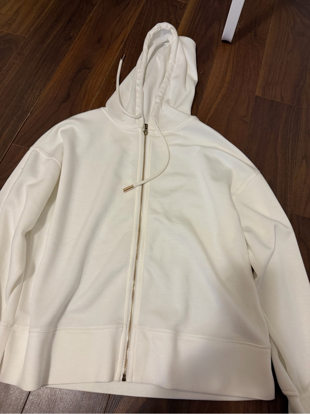 Women's Cream Zip-Up Hoodie Sweatshirt